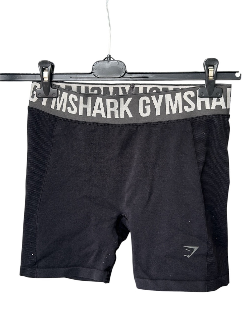 Gymshark Black women  Athletic Compression Shorts with Gray Logo Waistband